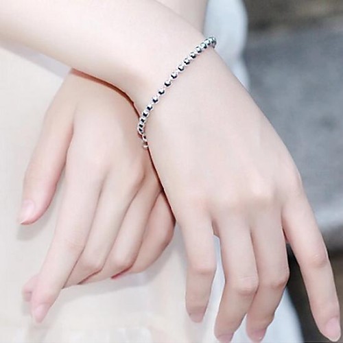 Ms. Full Glossy Beads Korean Silver Bracelet