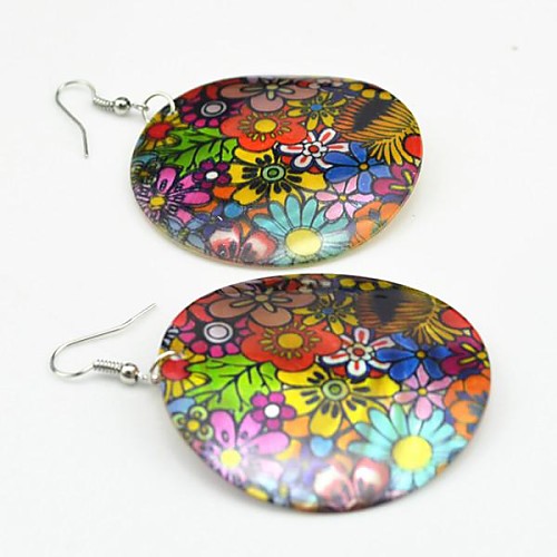 Toonykelly Fashionable Colorful Flower Shell Cowry Dangle Drop Earring(1Pair)