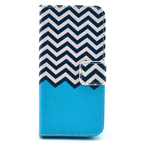 Blue Wave Design PU Leather Case with Stand and Card Slot for iPhone 5/5S