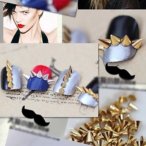 20шт золото серебро 2 цвета панк-конической Nail Art Decoration