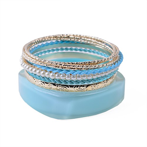 9 Rows Acrylic Pearl Bangle Set