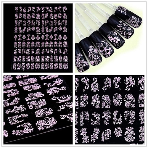 1x 108 шт 3D-розовый цветок Nail Art Наклейки