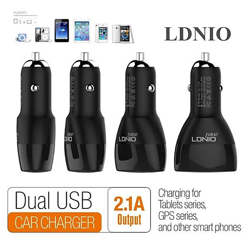 ldnio 12v ~ 24v Dual USB автомобильного прикуривателя тока безопасности зарядное устройство для iPhone / Samsung и другие (5V-2.1a)