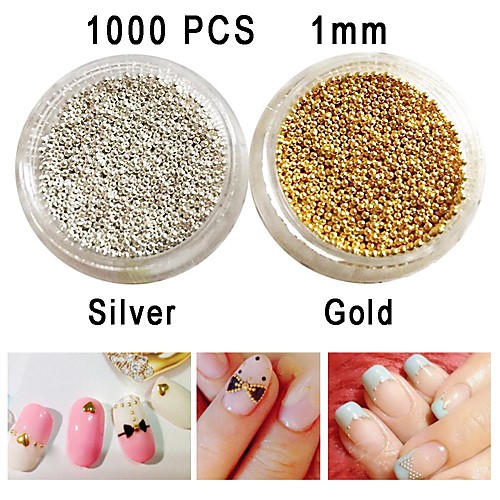 1000шт стеклянные бусины не исчезает Nail Art Decoration золото / серебро, чтобы выбрать 1 мм