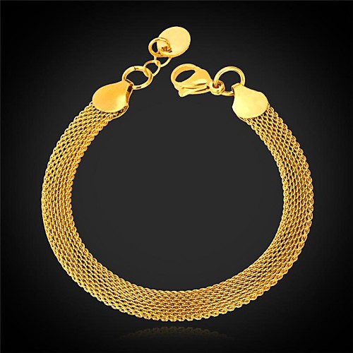 U7Chunky Chain Bracelet 18K Real Gold Plated Stainless Steel Bracelets Bangles