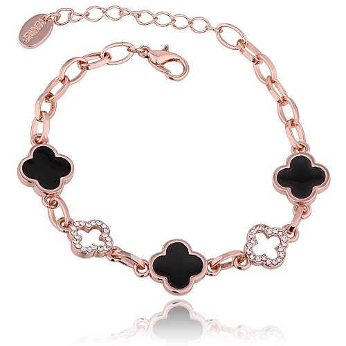 Women's Rose Gold Plated Flowers Drill Bracelet