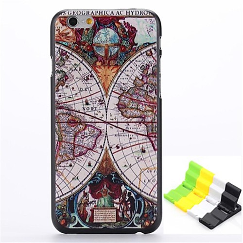 A Globe Pattern Hard Case and Phone Holder for iPhone 6