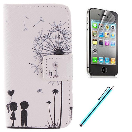 The Dandelion Lover Design PU Full Body Case with Card Slot and Stand for iPhone 4/4S