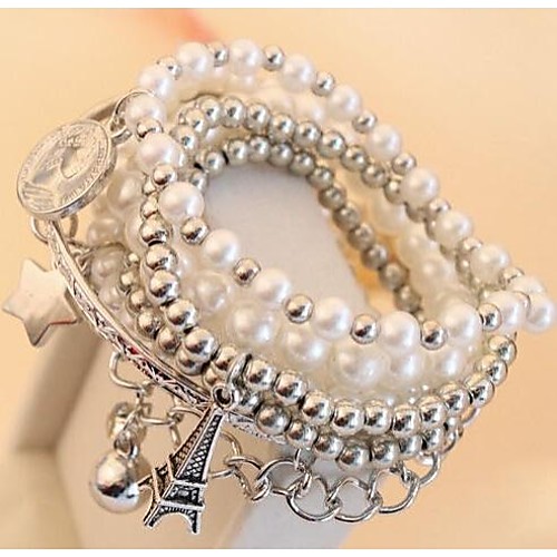 Fashion Hierarchics Tower Bowknot Silvery Alloy Charm Bracelet(1pc)