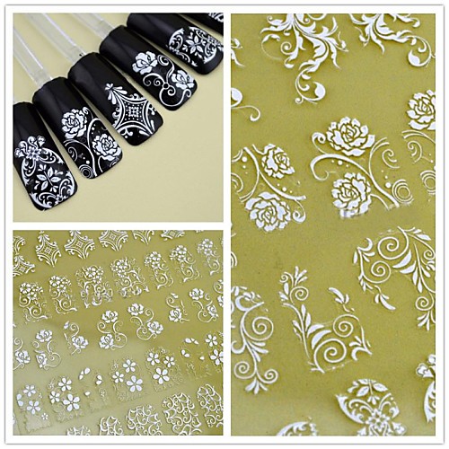 1x 108 шт 3D White цветов Nail Art наклейки