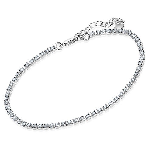 Simple&Exquisite 16cm Bracelet 925 Sterling Silver Inlay Top Zircon Bright Bracelet(1 Pc)