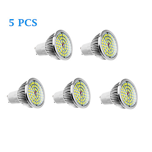 5Pcs GU10 6W 48xSMD LED 610LM 3500K/5000K Warm White Natural White Light LED Spot Bulb (110-240V)