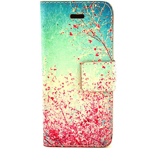 Cherry Blossom шаблон PU кожаный чехол для всего тела с слот для карт и стоять на iPhone 5с