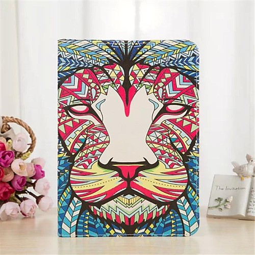 King of The Forest Series Pattern PU Leather Case with Stand and Card Slot for iPad 2/3/4