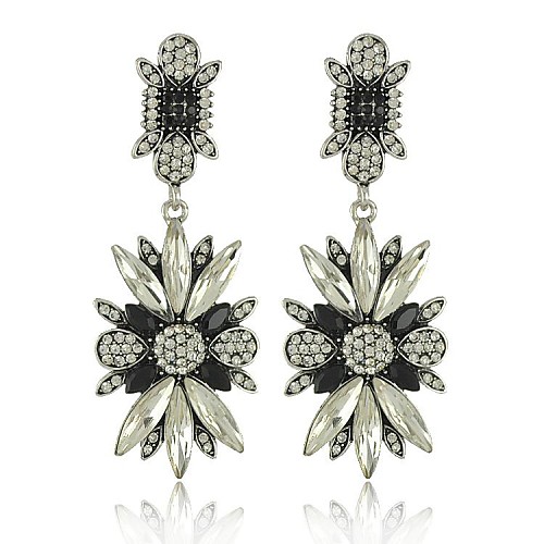 Luxurious Crystal Rhinestones Flowers Drop Earrings (1 pair)