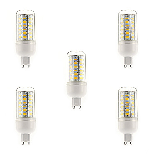 5PCS G9 12W 56x5730SMD 1200LM 3000-3500K Warm White Light LED Corn Bulb (220-240V)