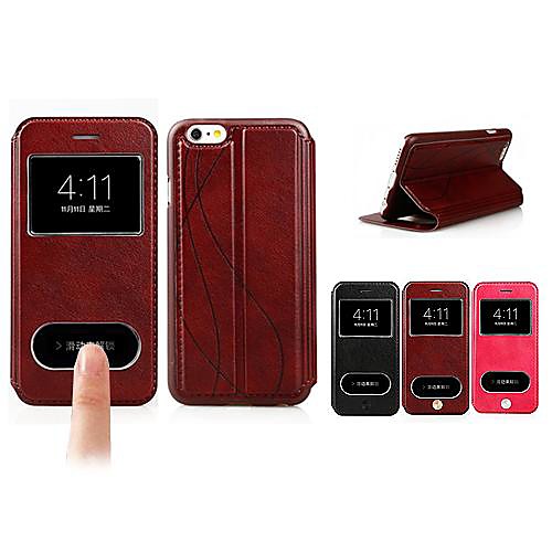 Luxury Double View Window Leather Flip Hard Back Cover Cases with Stand for iPhone 6 (Assorted Colors)