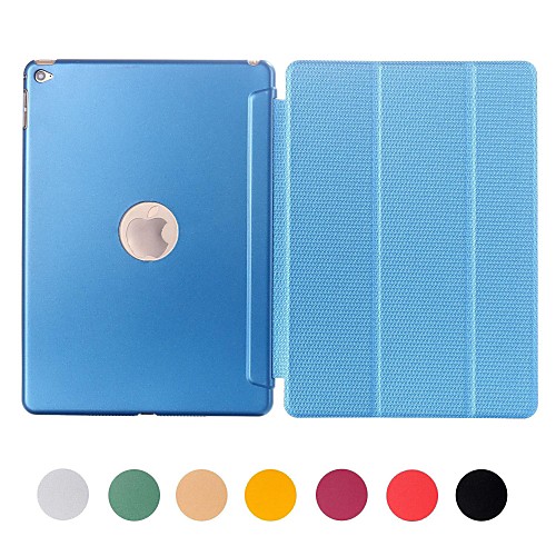 Natusun Grid Pattern PU Leather Smart Cover Edge Thin Hard Plastic Shell for iPad Air 2(Assorted Colors)