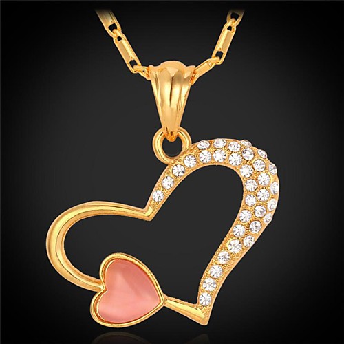u7 сердце любовь ожерелье 18k реальное позолоченные плавающей естественно опал ожерелье кулон ювелирные изделия