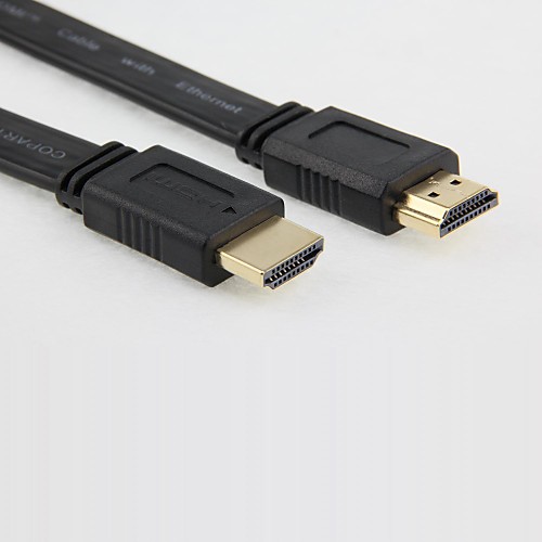 1,5 высокоскоростной HDMI плоский кабель АМ / АМ с Ethernet, поддерживает 3D, 4K х 2К видео, цвет черный .blister пакет коробки