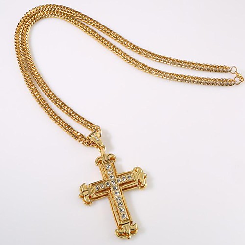 18k ледяной из позолоченные крест горный хрусталь шику кулон цепочки хип-хоп стиле христианский Иисус подарок