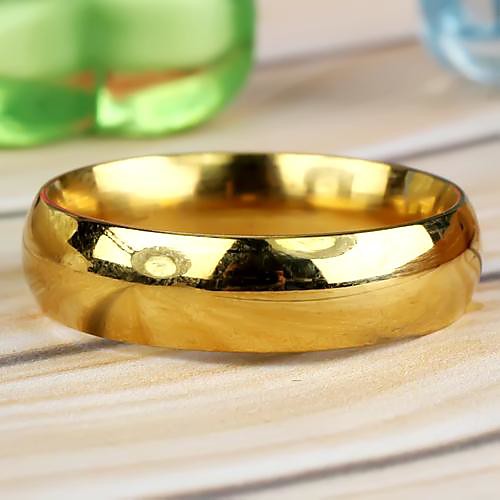 Men's Simple Stainless Steel Ring Gold  (1Pc)