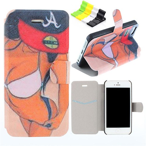 Girl Pattern PU Leather Full Body Case Have A Perfume and Phone Holder for iPhone 5/5S