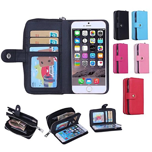 Zipper Wallet Pattern Genuine Leather with Card Slot for iPhone 6(Assorted Colors)