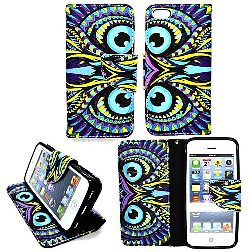 KARZEA™ Blue Eyes PU Leather TPU Back Painting Card Holder Wallet Case with Oval Buckle for iPhone 5/5S