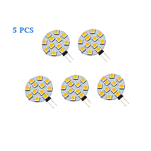 5Pcs G4 1.5W 12x5050SMD 70LM 3500K/6000K Warm White Cool White Light LED Spot Bulb (12V)