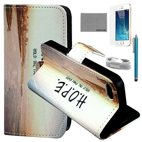 COCO FUN Horizontal Sunset Pattern PU Leather Case with Screen Protector and USB Cable and Stylus for iPhone 5/5S