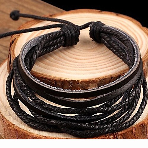 Fashion Leather Brown Black Men's Wrap Bracelet(1 Pc)