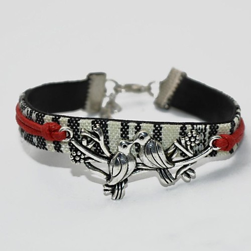 European Style Fashion Simple Ancient Silver Braided Pair of Lovebirds Bracelet