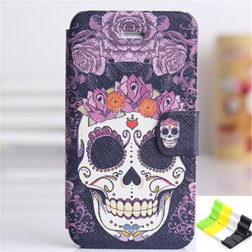 Skull Pattern PU Leather Full Body Case Have A Perfume and Phone Holder for iPhone 5/5S