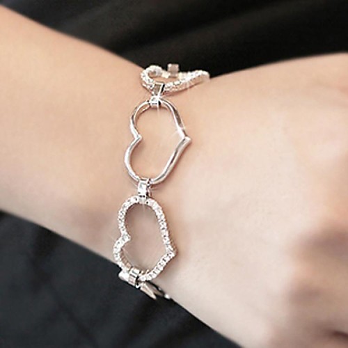 Fashion Hollow Out Heart Silvery Charm Bracelet(1pc)