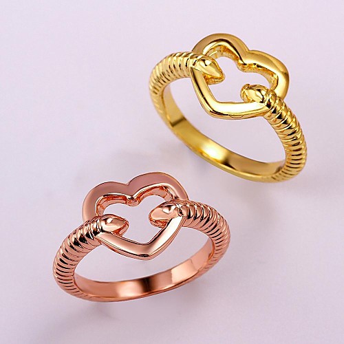 Fashion Gold Plated Women Inlaid Zircon Heart Statement Rings (1 Pc)