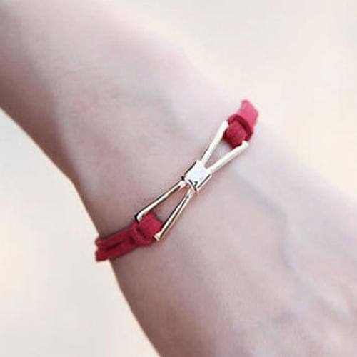 Fashion Sweet Bowknot Multicolor Alloy Bracelets(1 Pc)(Red,Black)