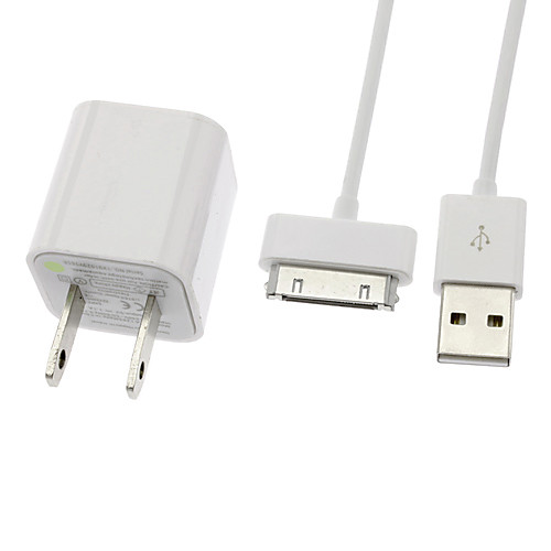 USB зарядное устройство с дата кабель для iPhone 4/4S и другие (5V 1.1A, США Plug, 30 Pin)