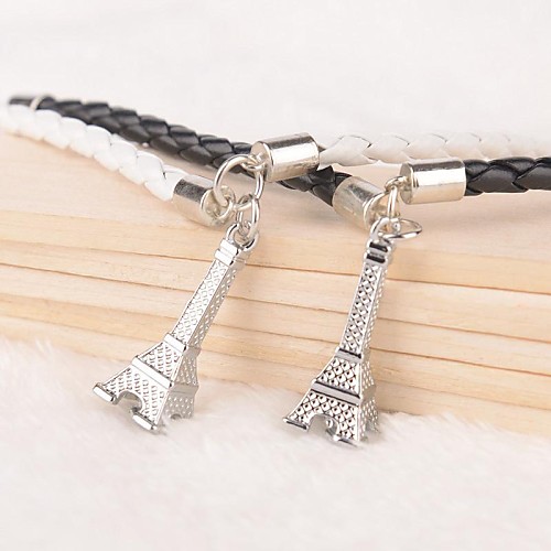 Z&X Eiffel Tower Black And White PU Leather Couple Bracelets  (1 pair)