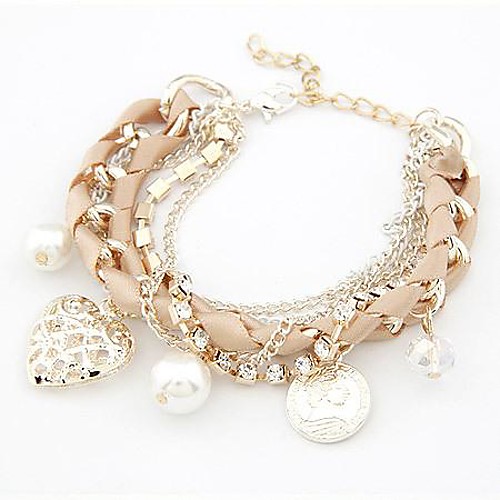 Fashion Braided Wire Pearl Multicolor Alloy Bracelets(1 Pc)(More Color)