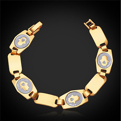 U7Hamsa Hand Palms Chain Bracelet 18K Real Gold Plated Link Bracelet Fashion Jewelry for Women