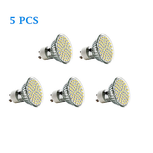 5Pcs GU10 2.5W 60x3528SMD 240LM 3500K/6000K Warm White Cool White Light LED Spot Bulb (220-240V)