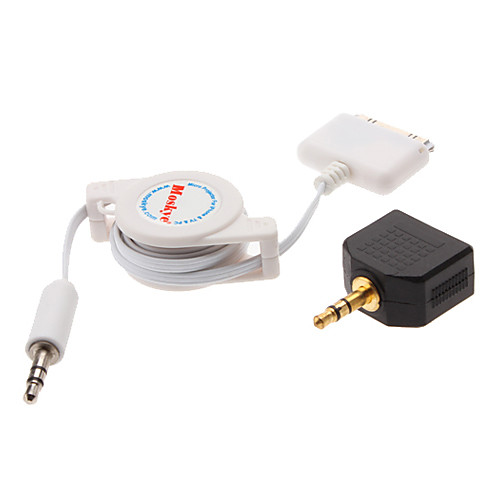 30-контактный Выдвижной аудио кабель с двойной Audio Adapter Split для iPhone 4, 4S и другие