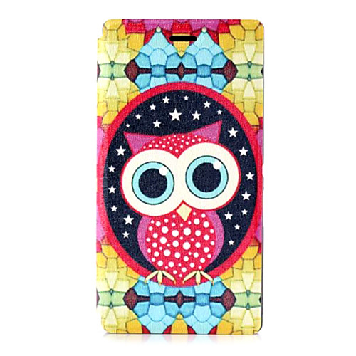 Lovely Owl Pattern PU Leather Case with Stand and Card Slot for Sony M2 (S50h)