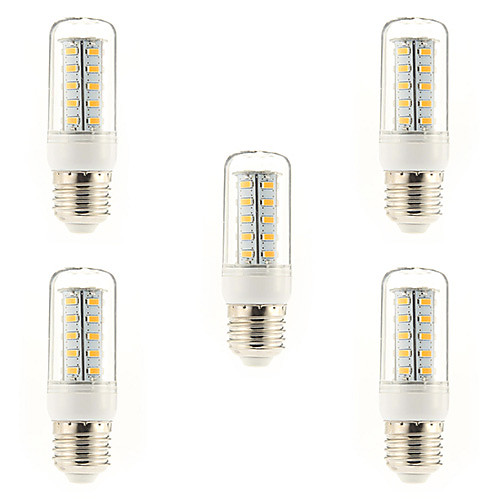 5PCS E27 7W 365730SMD 650LM 3000-3500K Warm White Light LED Corn Bulb(220V)