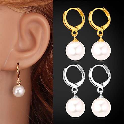 U7Pearl Drop Earrings 18K Gold Platinum Plated White Pearl Water Drop for Women