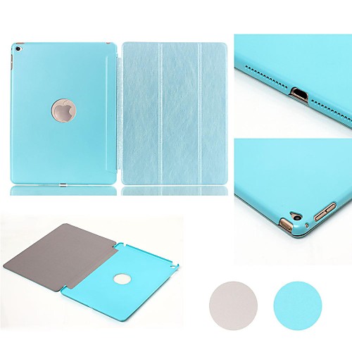 Natusun Striae Pattern PU Leather Smart Cover Edge Thin Hard Plastic Shell for iPad Air 2 (Assorted Colors)