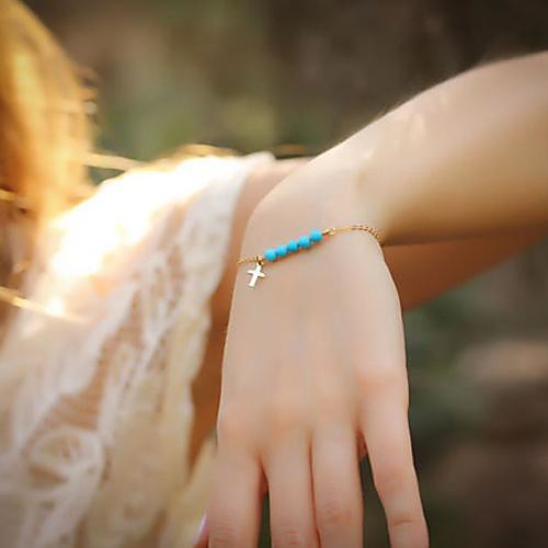 Fashionable Turquoise Cross Pendant Bracelet