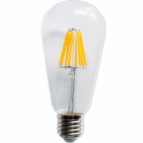 ST64 E27 6W 6xCOB 600LM 2800-3000K  Warm White Light LED Filament Lamp (AC90-240V)