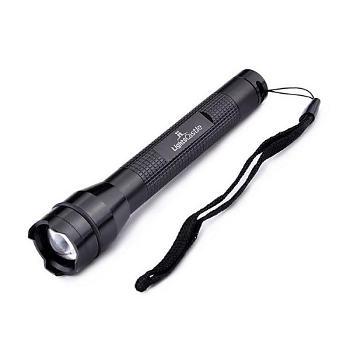 LightsCastle Cree XP-E Q4 3-Mode Zooming Flashlight with Strap (180LM,2xAA,Black)